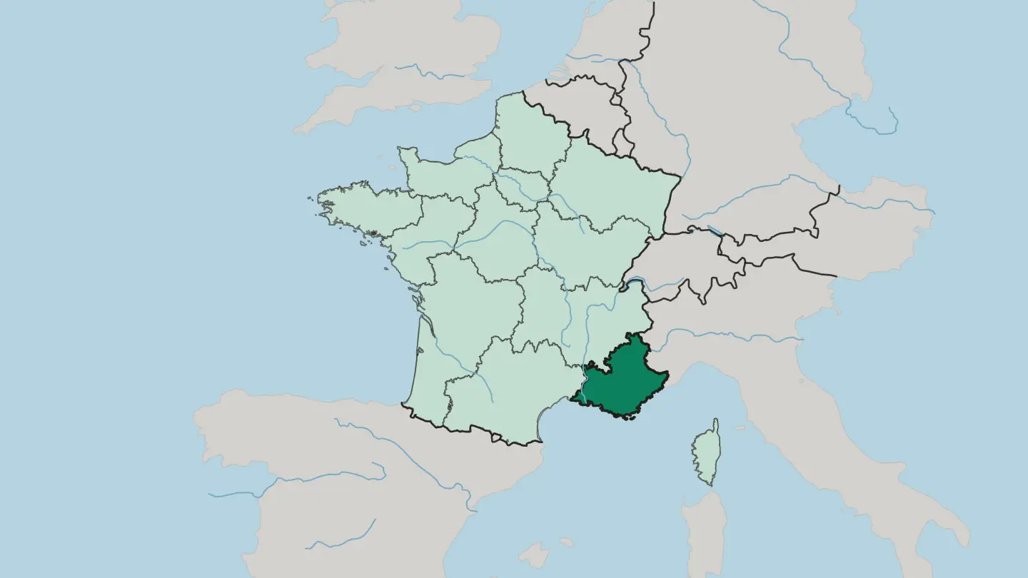 Map of Provence-Alpes-Côte d'Azur in France