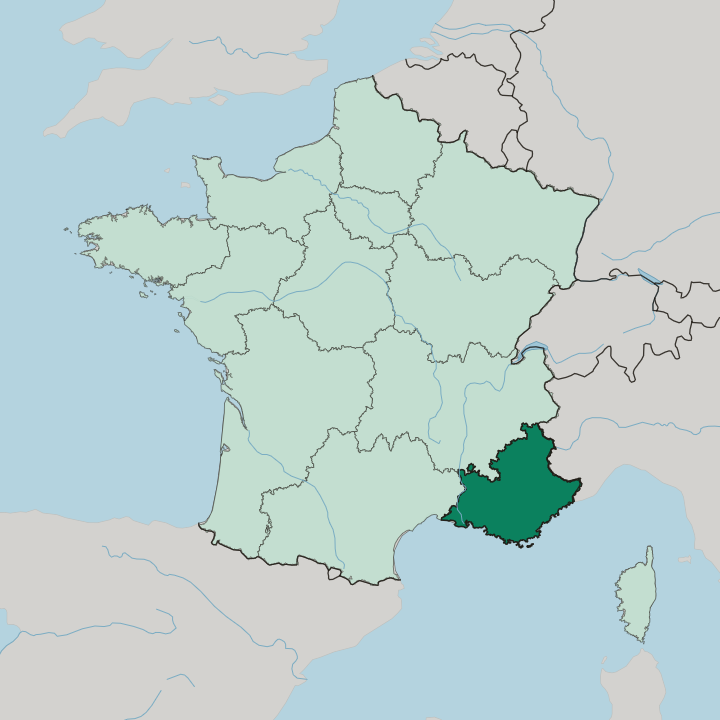 Map showing Provence-Alpes-Côte d'Azur — In France