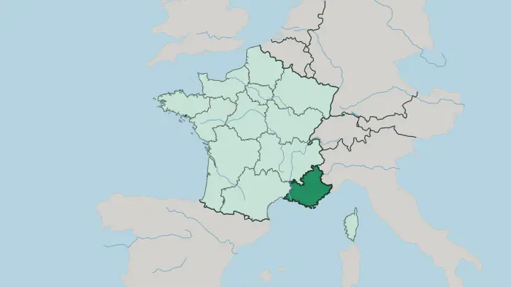 Map of Provence-Alpes-Côte d'Azur in France