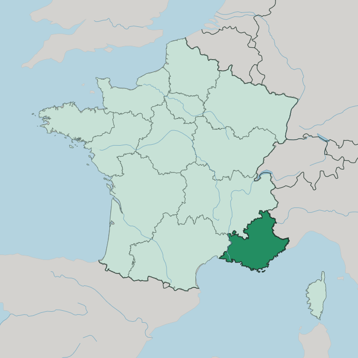 Map showing Provence-Alpes-Côte d'Azur — In France