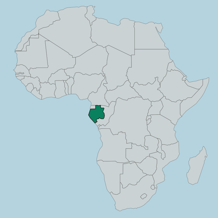 Map showing Gabon — In Africa