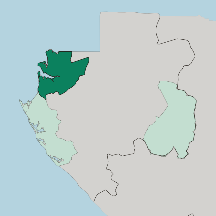 Map showing Estuaire — In Gabon