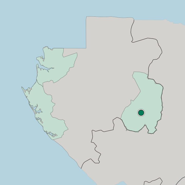 Map showing Franceville — In Gabon