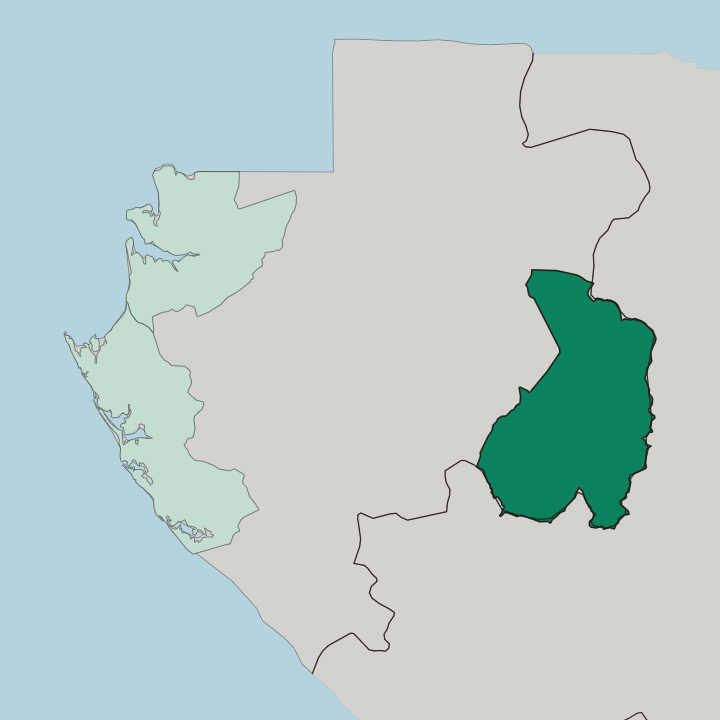 Map showing Province du Haut-Ogooué — In Gabon