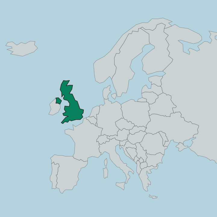 Map showing United Kingdom — In Europe