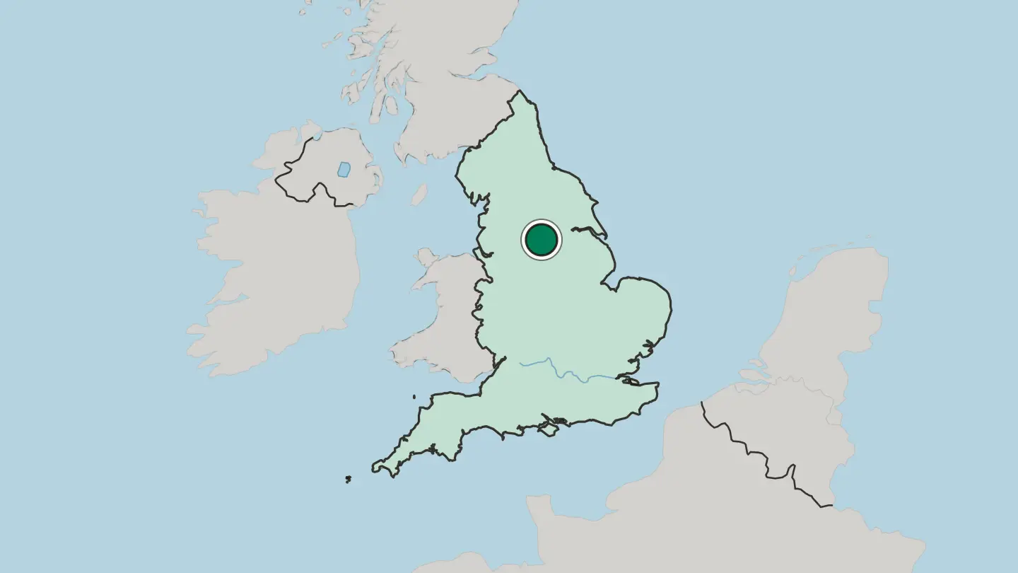Map of Barnsley in United Kingdom