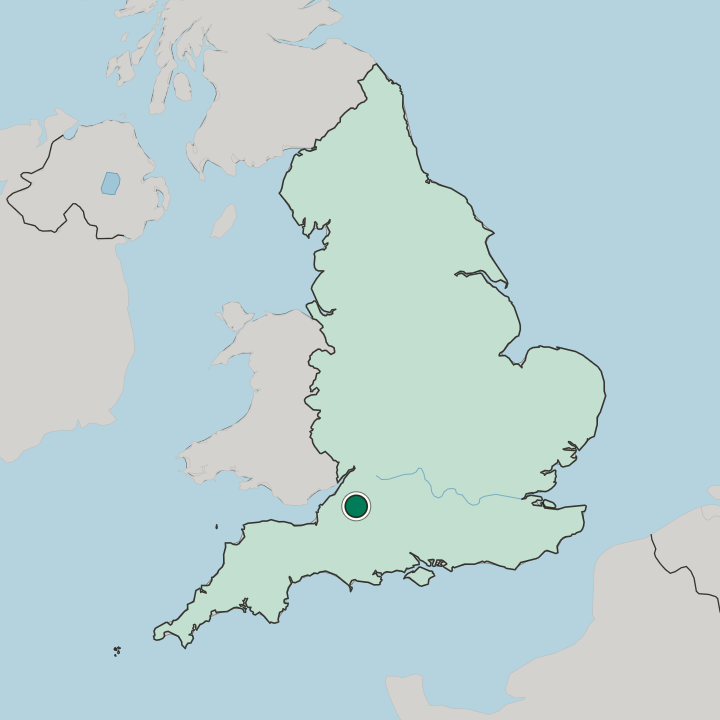 Map showing Bath — In England