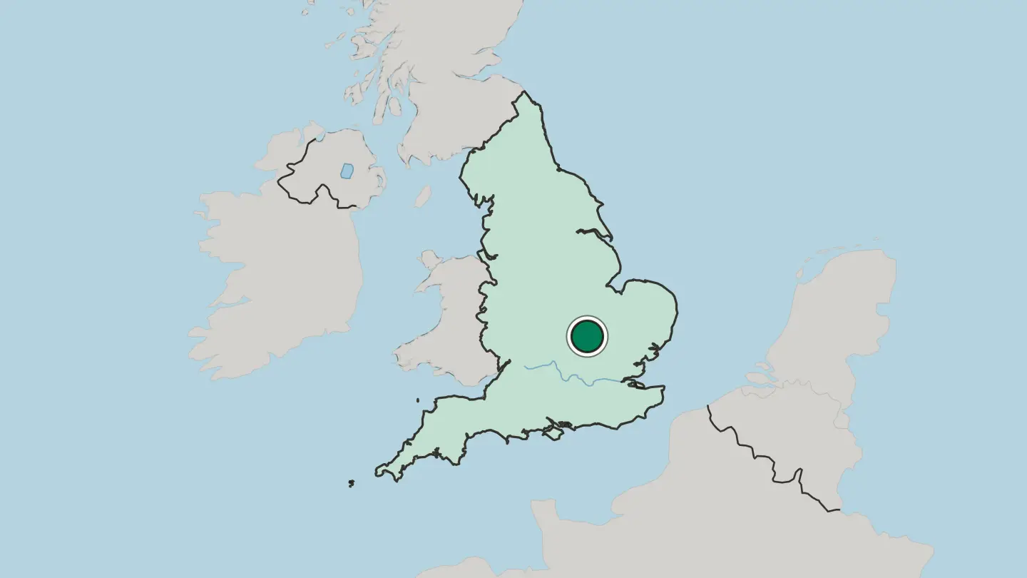 Map of Bedford in United Kingdom