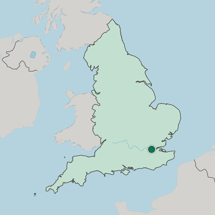 Map showing East Wickham — In England