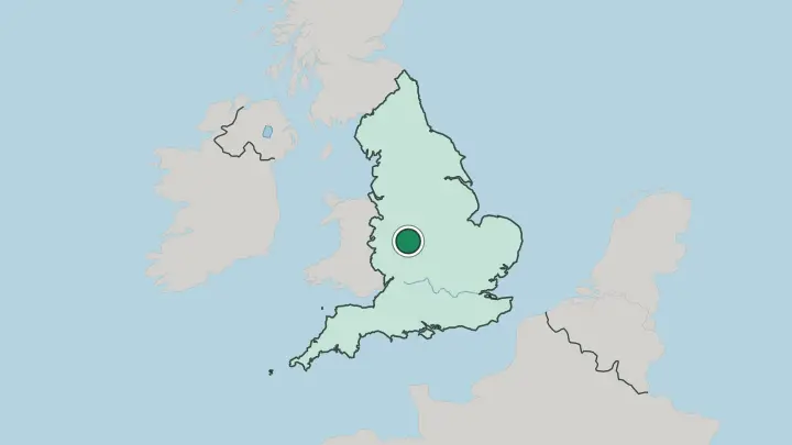 Map of Birmingham in United Kingdom