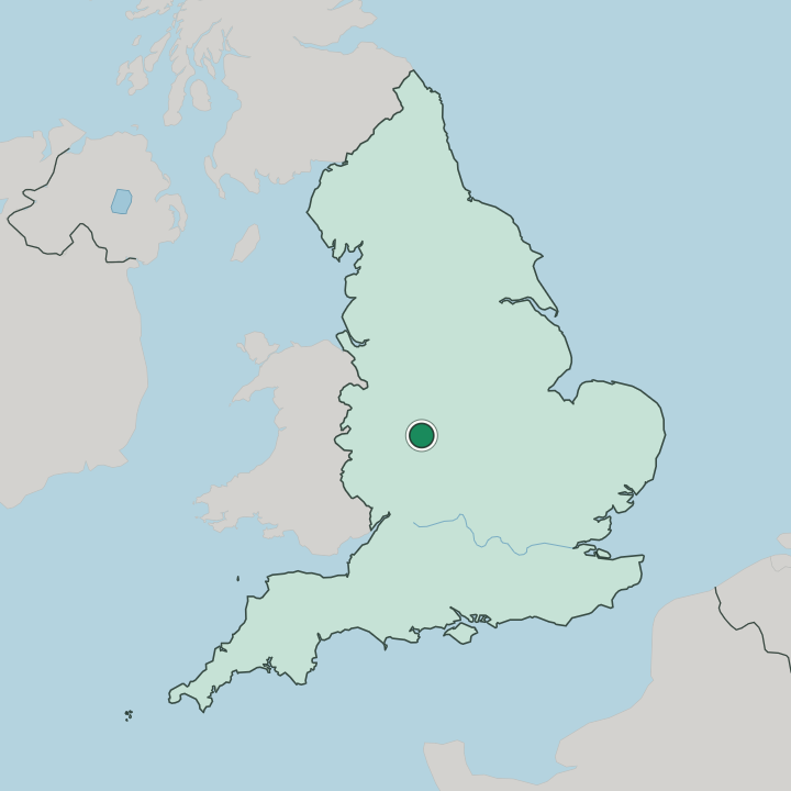 Map showing Birmingham — In England
