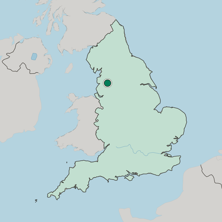 Map showing Blackburn — In England