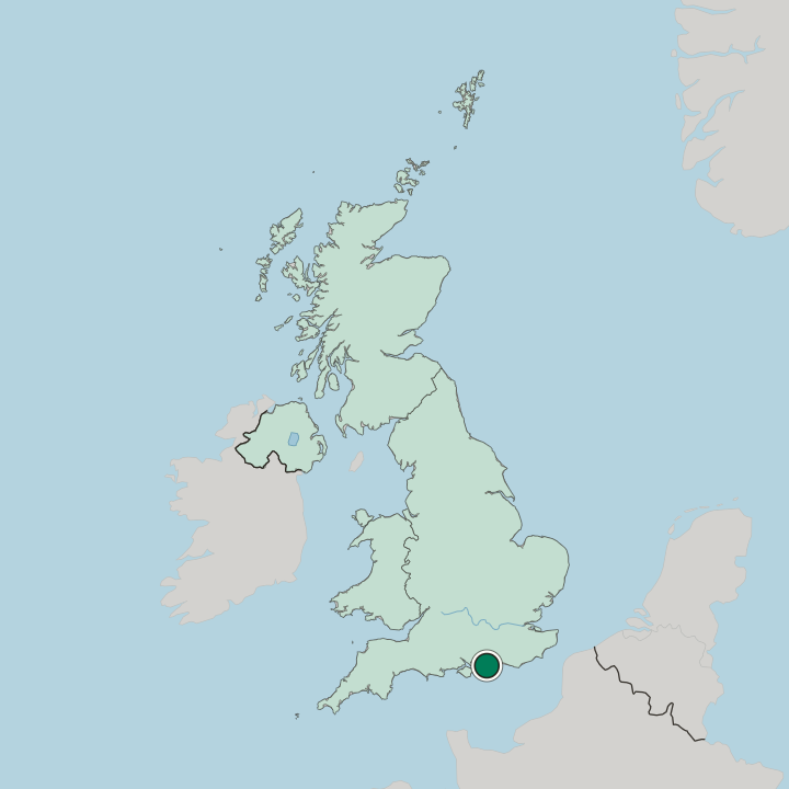 Map showing Rose Green — In United Kingdom