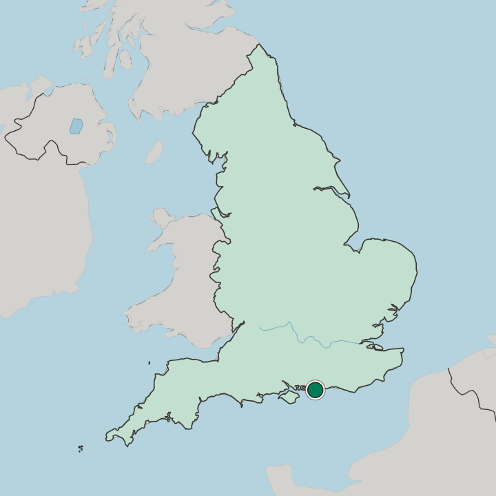 Map showing Rose Green — In England