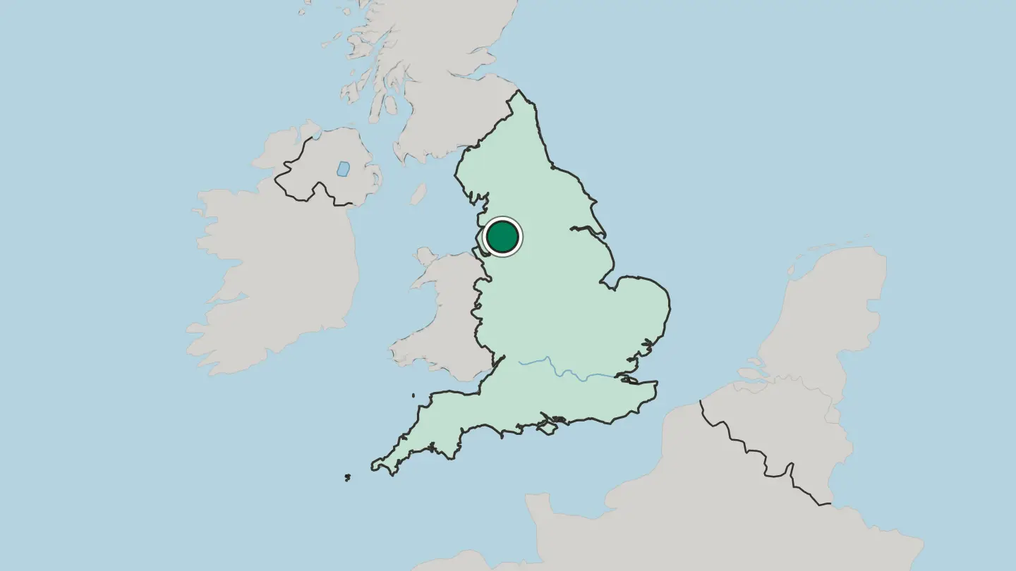 Map of Bolton in United Kingdom