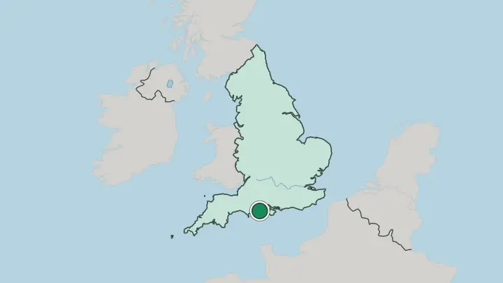 Map of Bournemouth in United Kingdom