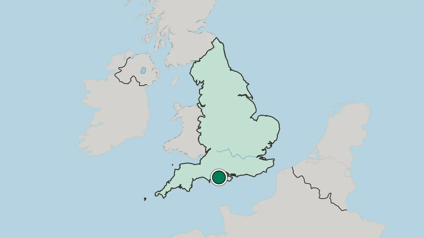 Map of Bournemouth in United Kingdom