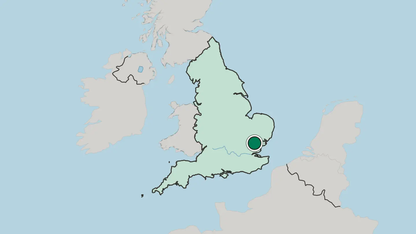 Map of Braintree in United Kingdom