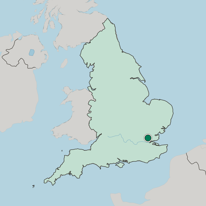 Map showing Brentwood — In England