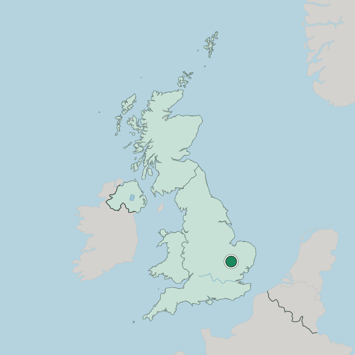 Map showing Cambridge — In United Kingdom