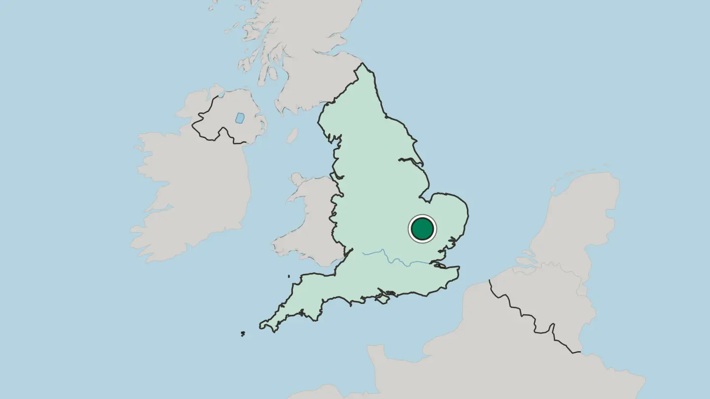 Map of Cambridge in United Kingdom