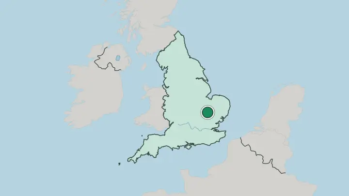 Map of Cambridge in United Kingdom