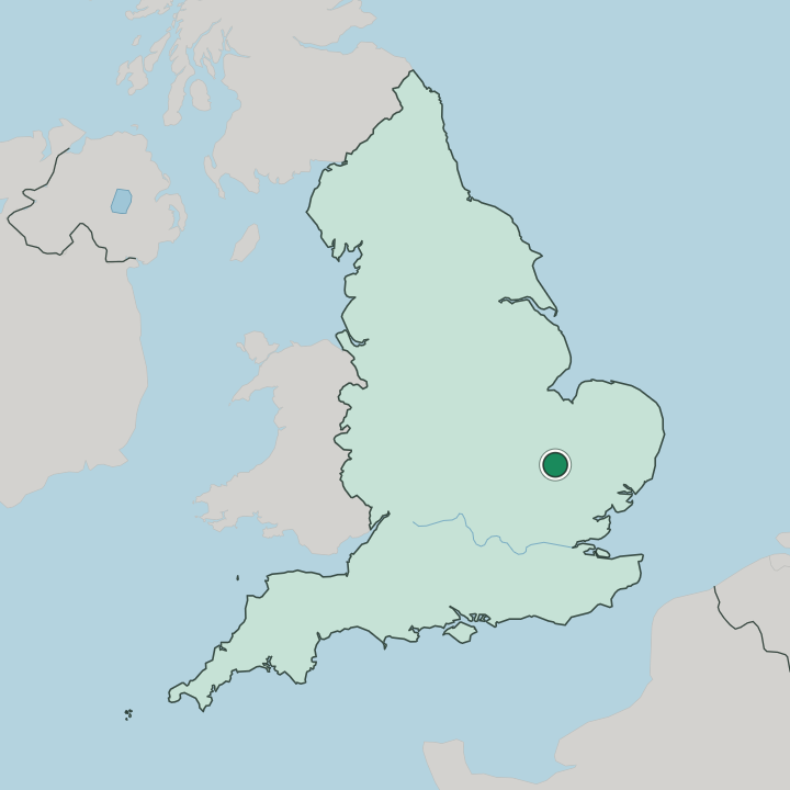 Map showing Cambridge — In England