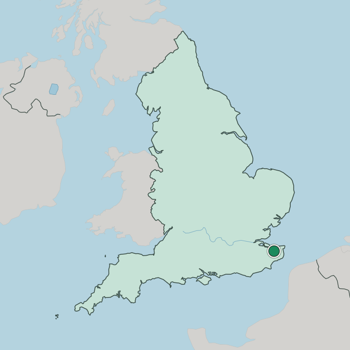 Map showing Canterbury — In England