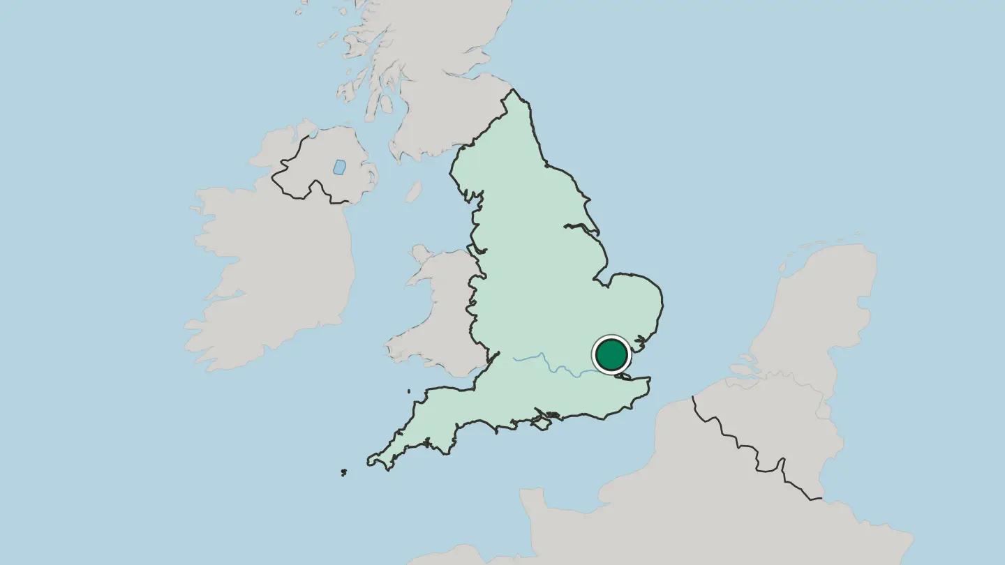 Map of Chelmsford in United Kingdom