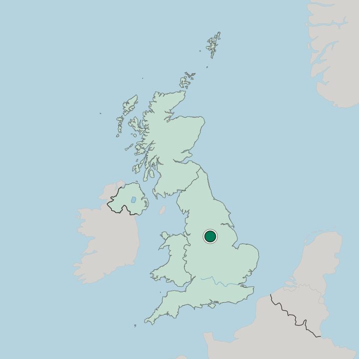 Map showing Chesterfield — In United Kingdom