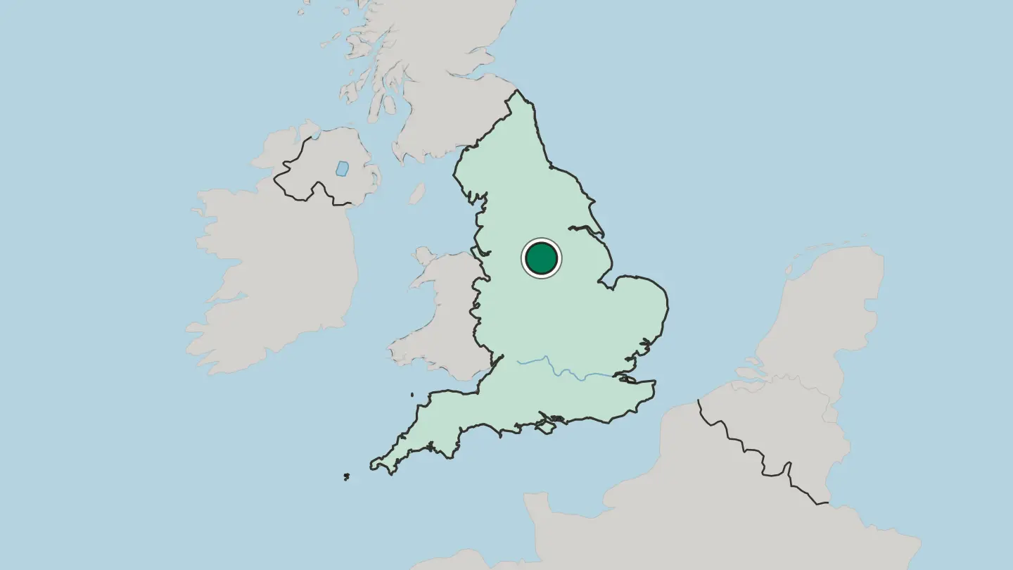 Map of Chesterfield in United Kingdom