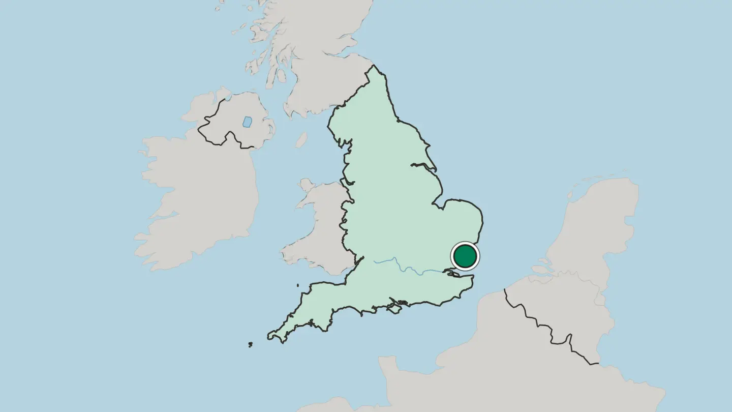 Map of Clacton-on-Sea in United Kingdom