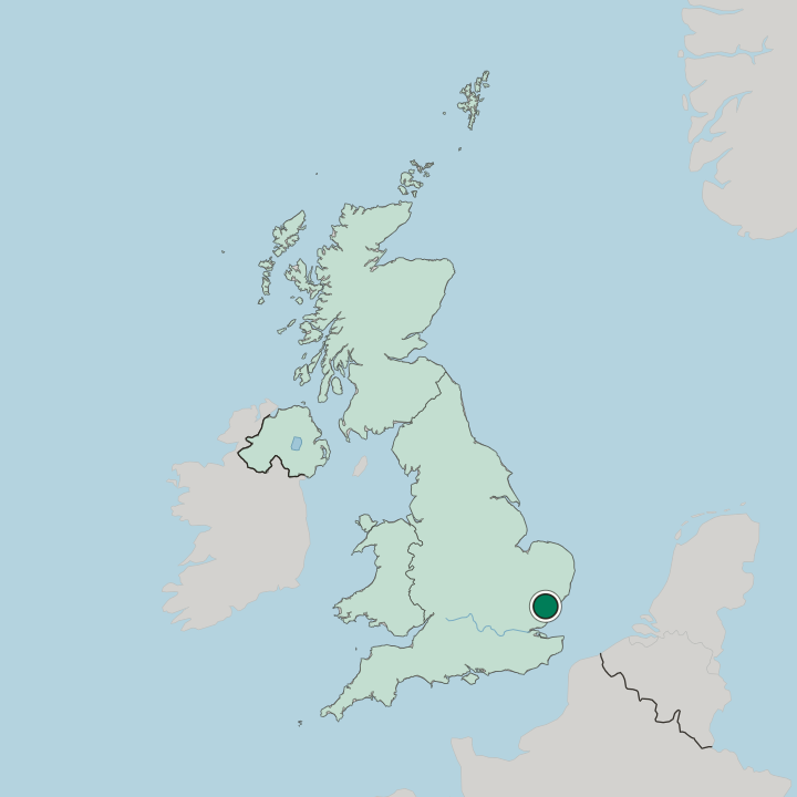 Map showing Colchester — In United Kingdom
