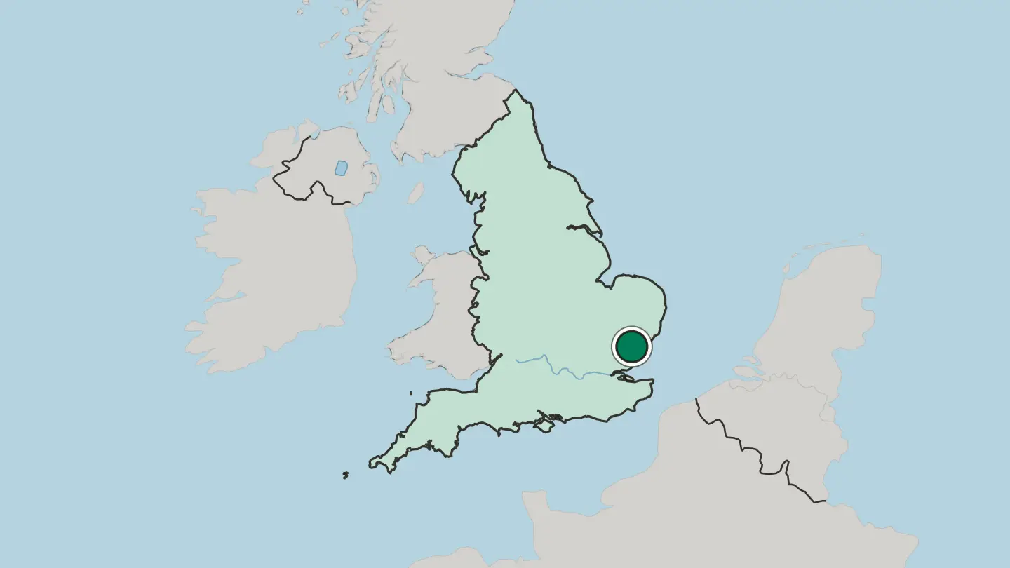 Map of Colchester in United Kingdom