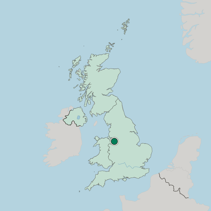 Map showing Crewe — In United Kingdom