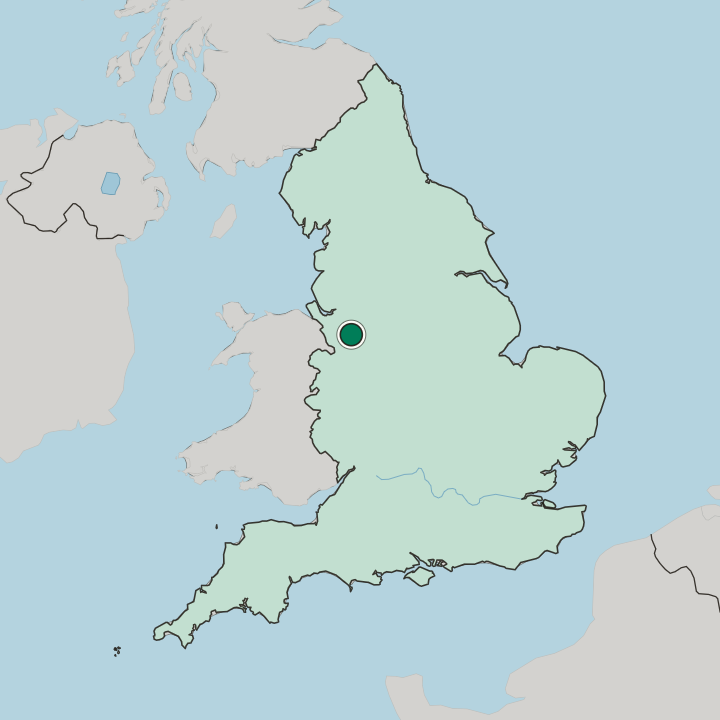 Map showing Crewe — In England