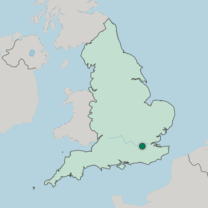Map showing Waddon — In England