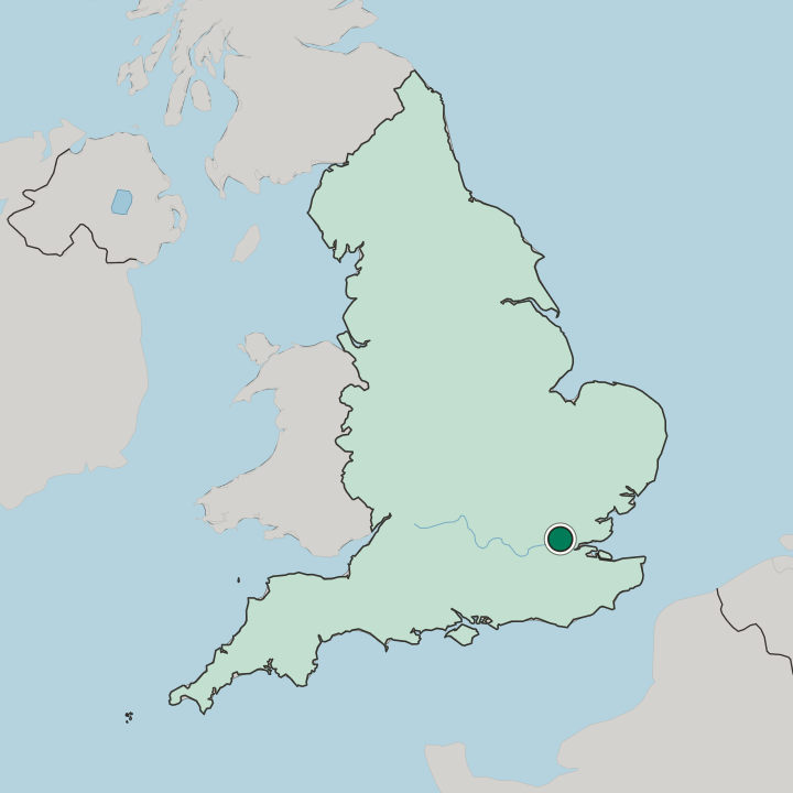 Map showing Dagenham — In England