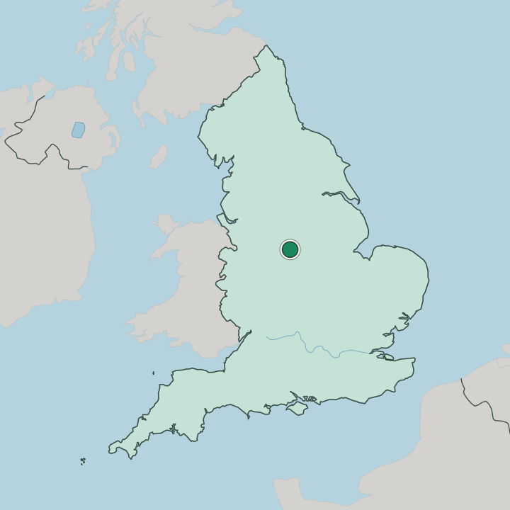 Map showing Derby — In England