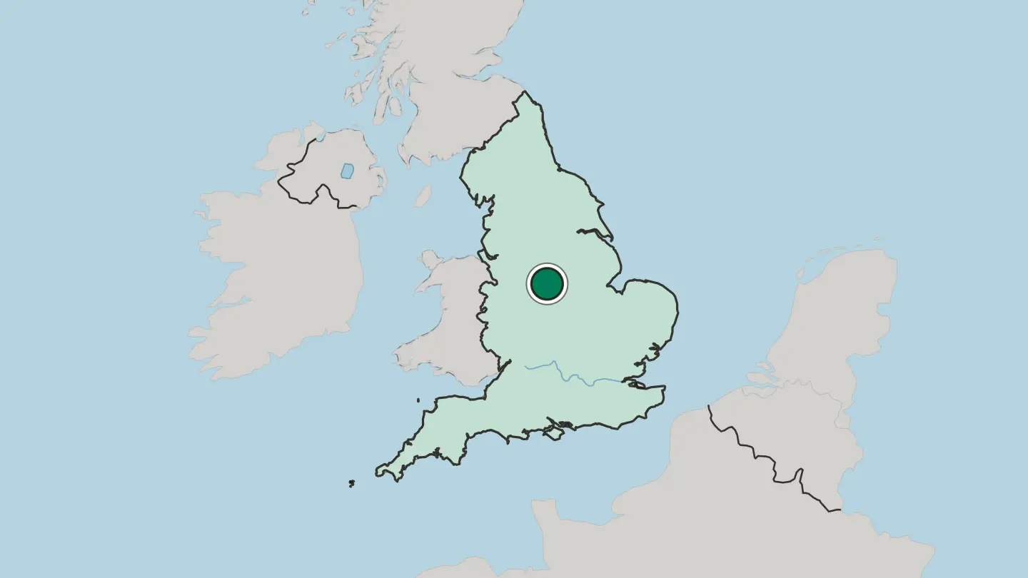 Map of Derby in United Kingdom
