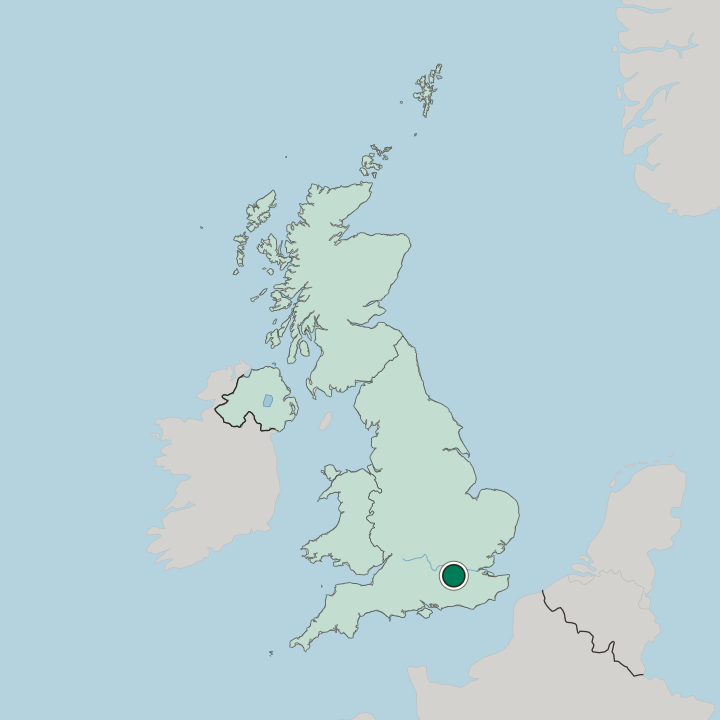 Map showing Esher — In United Kingdom