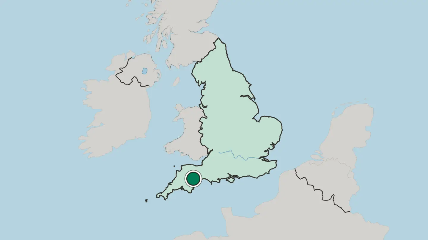 Map of Exeter in United Kingdom