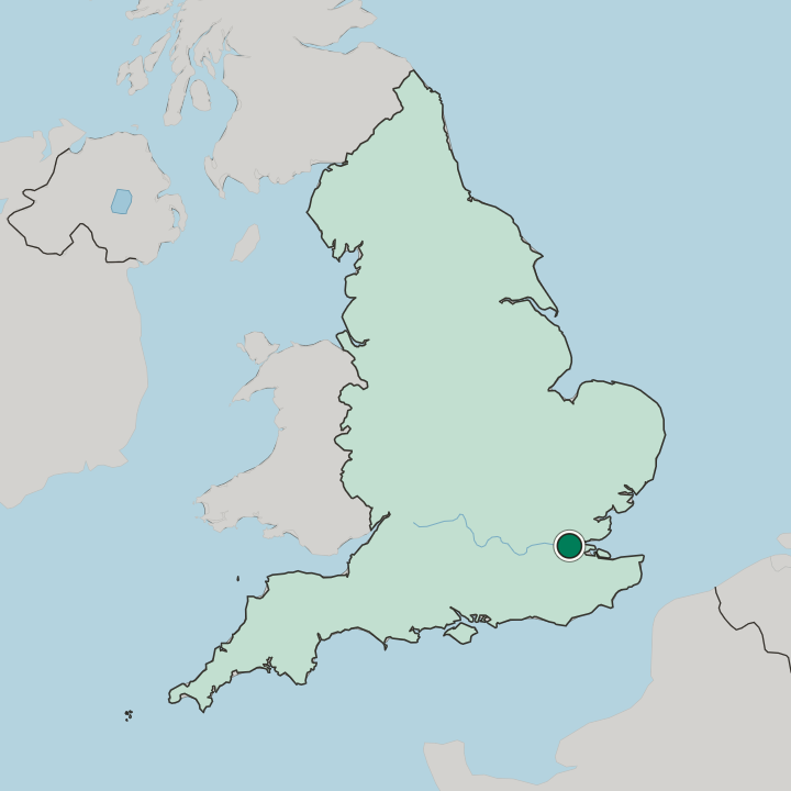 Map showing Grays — In England