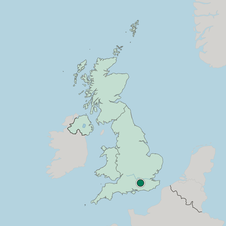 Map showing Guildford — In United Kingdom