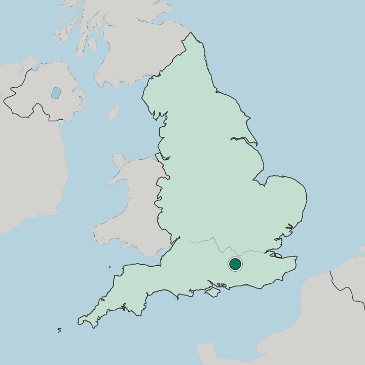 Map showing Guildford — In England