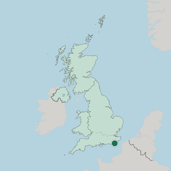 Map showing Hastings — In United Kingdom