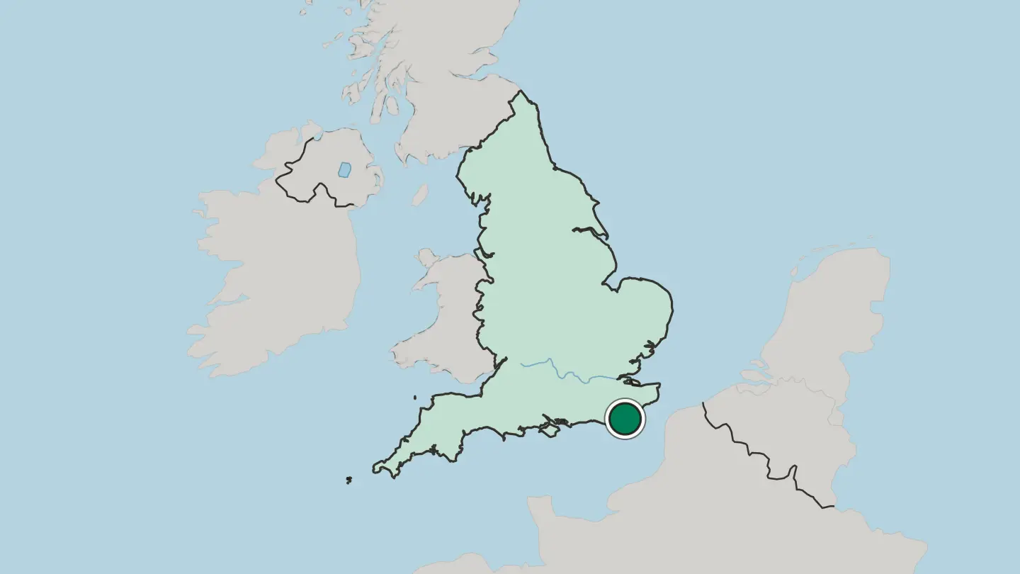Map of Hastings in United Kingdom
