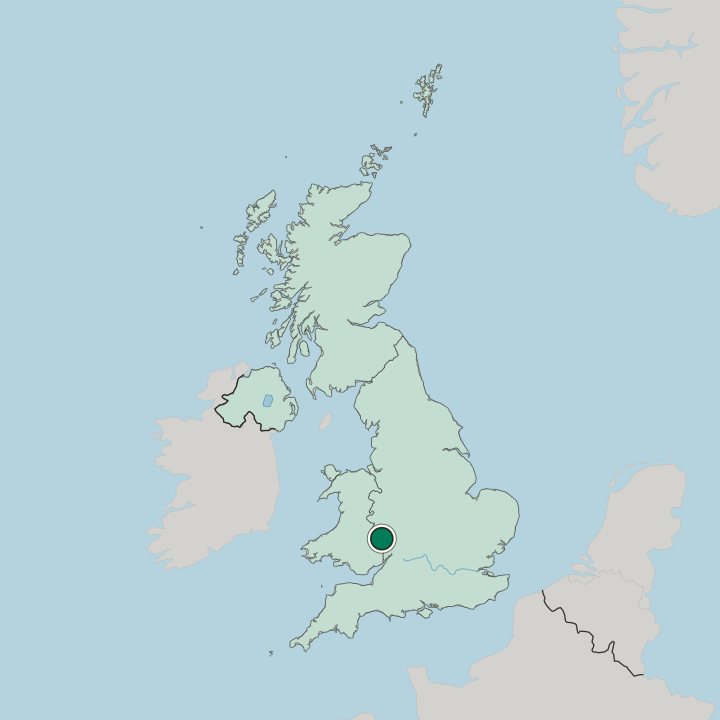 Map showing Hereford — In United Kingdom
