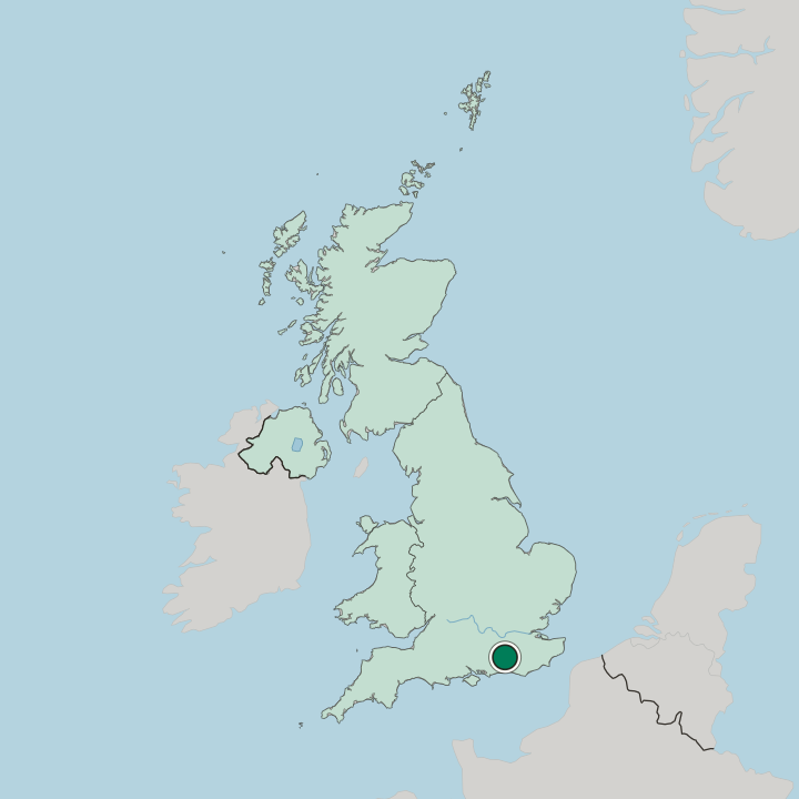 Map showing Horsham — In United Kingdom