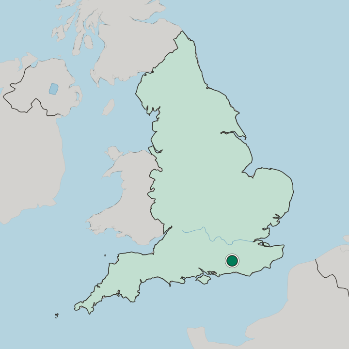 Map showing Horsham — In England